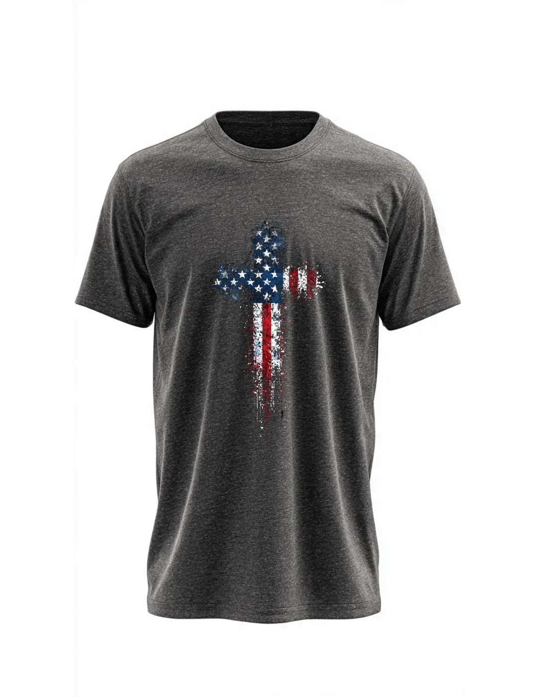 American Flag Cross Patriotic Faith T-Shirt product view 5