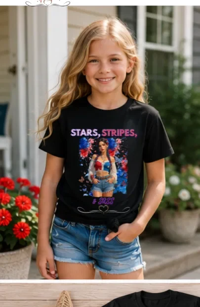 Made in the USA Patriotic Girl Youth T-Shirt