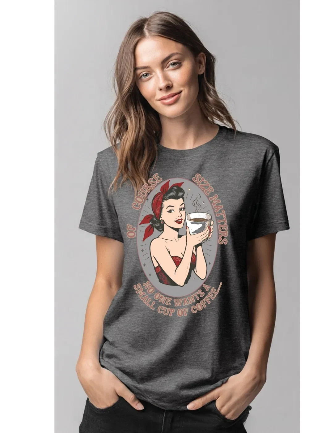 Of Course Size Matters Coffee T-Shirt – Vintage Pin-Up product view 3