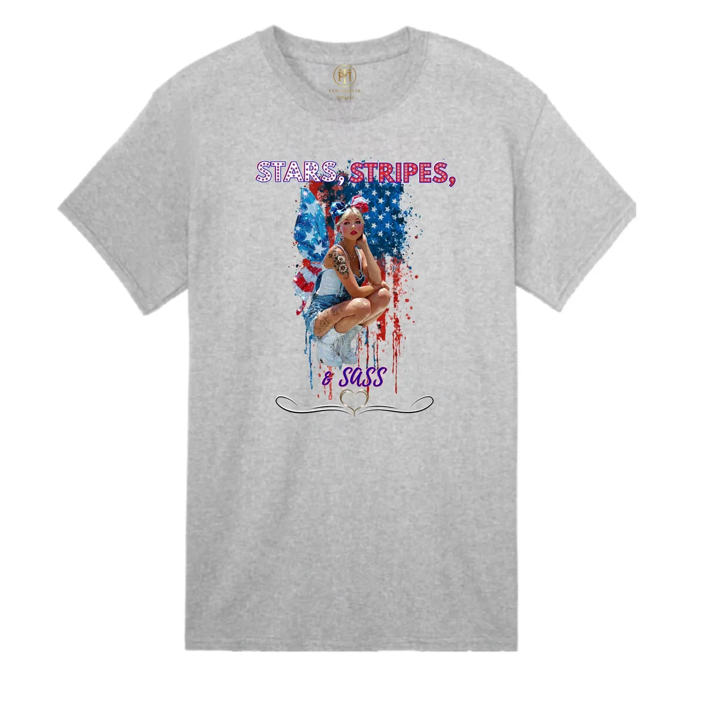 Stars Stripes and Sass Patriotic Pin-Up T-Shirt product view 2