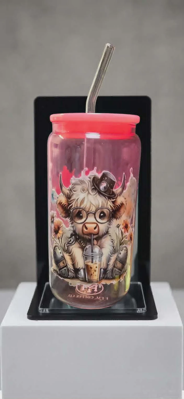 Actual finished Steampunk Coffee Cow tumbler